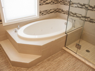 Master Bathroom in DARIEN CT Shower and whirlpool Tub