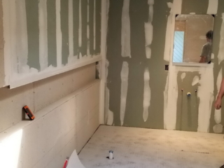 in progress Weston CT modern master bath renovation