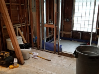 in progress Weston CT modern master bath renovation