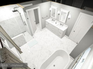 PROPOSED DESIGN for Westport CT White Master Bathroom Renovation