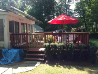 BEFORE - STAMFORD CT  MULTI LEVEL DECK WITH HOT TUB. TROPICAL HARDWOOD CUMARU DECKING AND RAILING. YOUR LOCAL CONTRACTOR AND BUILDER