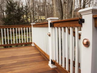 AFTER - STAMFORD CT  MULTI LEVEL DECK WITH HOT TUB. TROPICAL HARDWOOD CUMARU DECKING AND RAILING. YOUR LOCAL CONTRACTOR AND BUILDER