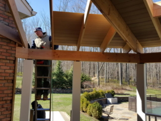 Construction phase - Katonah NY converting deck into a screened-in porch. Architect Design and Builder
