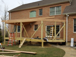 Construction phase - Katonah NY converting deck into a screened-in porch. Architect Design and Builder