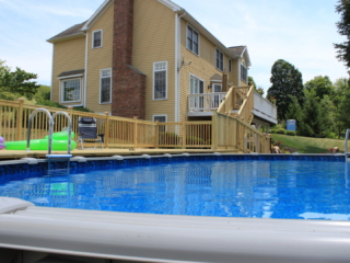 AFTER - Sandy Hook CT Build deck around above ground pool. Builder Contractor Designer Architect