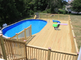 AFTER - Sandy Hook CT Build deck around above ground pool. Builder Contractor Designer Architect