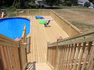 AFTER - Sandy Hook CT Build deck around above ground pool. Builder Contractor Designer Architect