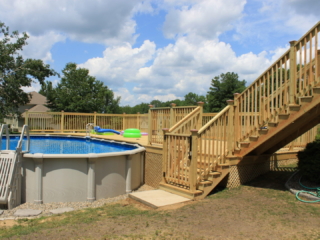 AFTER - Sandy Hook CT Build deck around above ground pool. Builder Contractor Designer Architect