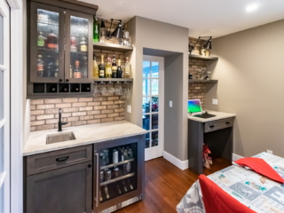 After. kitchen improvement is complete. cabinets are filled