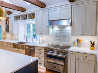 After. kitchen improvement is complete. cabinets are filled