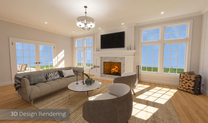 rendering-fireplace-sunroom-custom-design-home-addition-construction-builder-norwalk (22 of 22) Finished living room renovation with fireplace in Norwalk