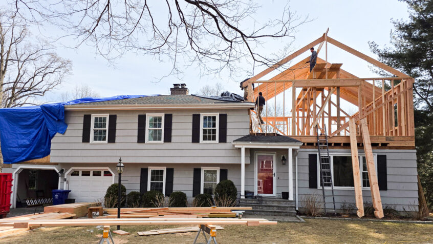 home-addition-construction-builder-norwalk (5 of 22) Exterior and Interior renovationframing drywall progress in Norwalk CT home